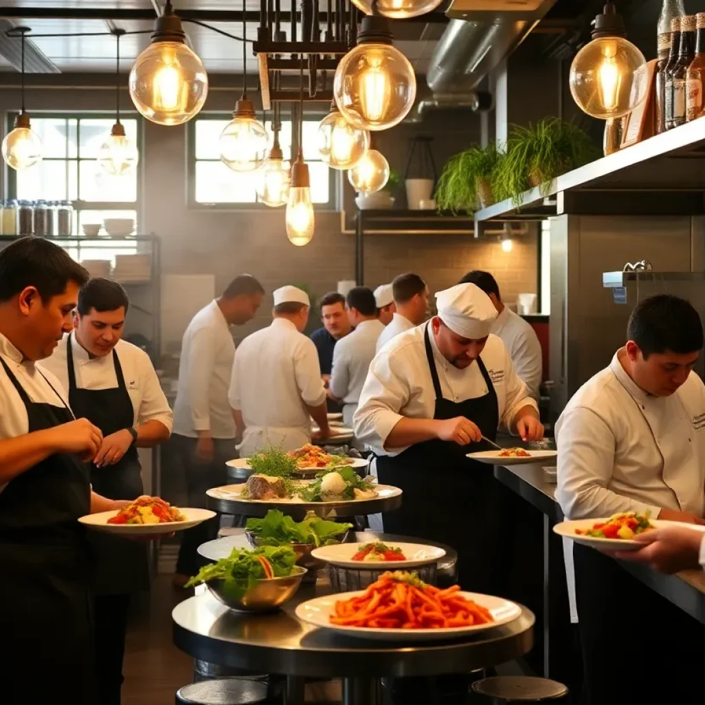 Culinary scene in New Orleans featuring chefs and modern dishes