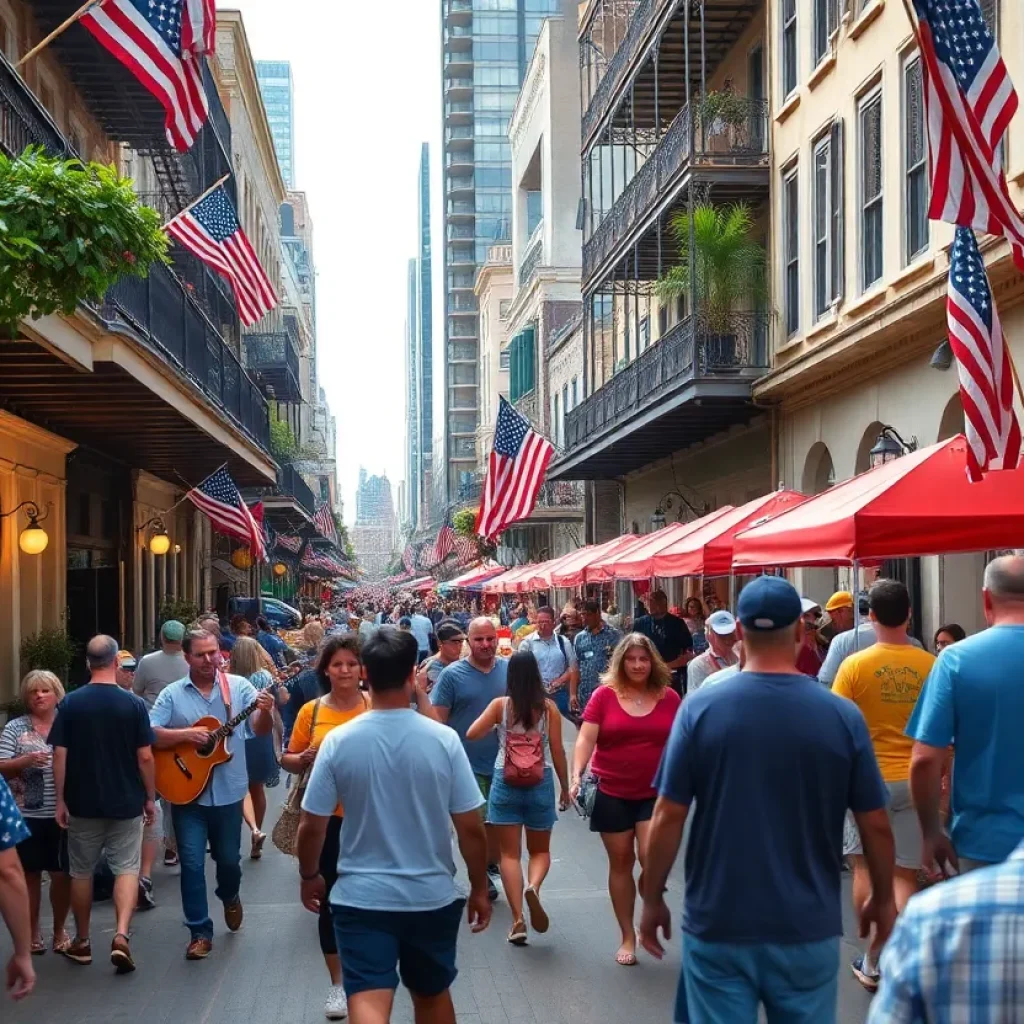 Crowd enjoying various events during Memorial Day weekend in New Orleans.