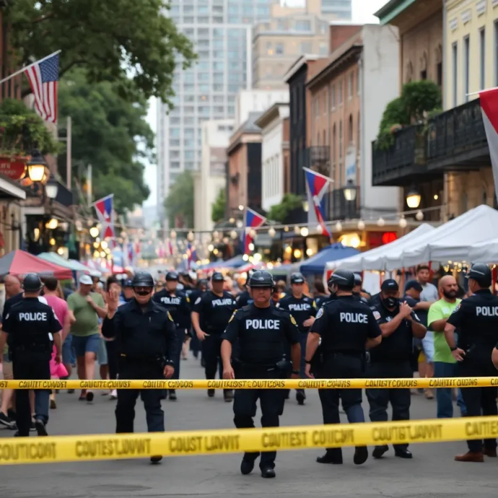 Police activity in French Quarter during a festival