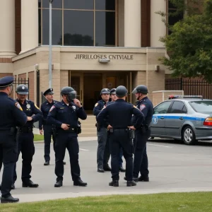 Police outside the Orleans Justice Center following a jailbreak incident.