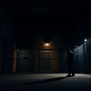 Night scene depicting a tense prison environment post-jailbreak.