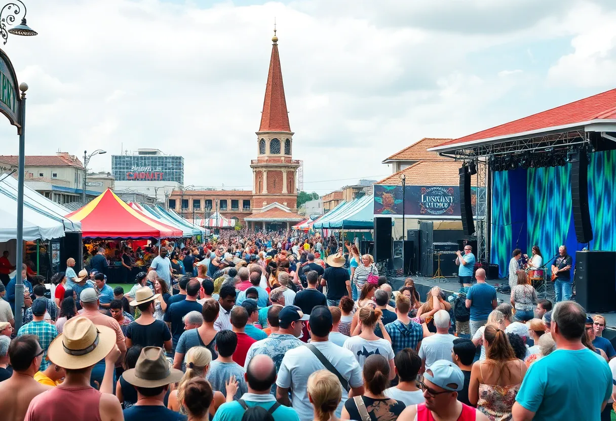 Crowd enjoying performances at the New Orleans Jazz Fest 2025