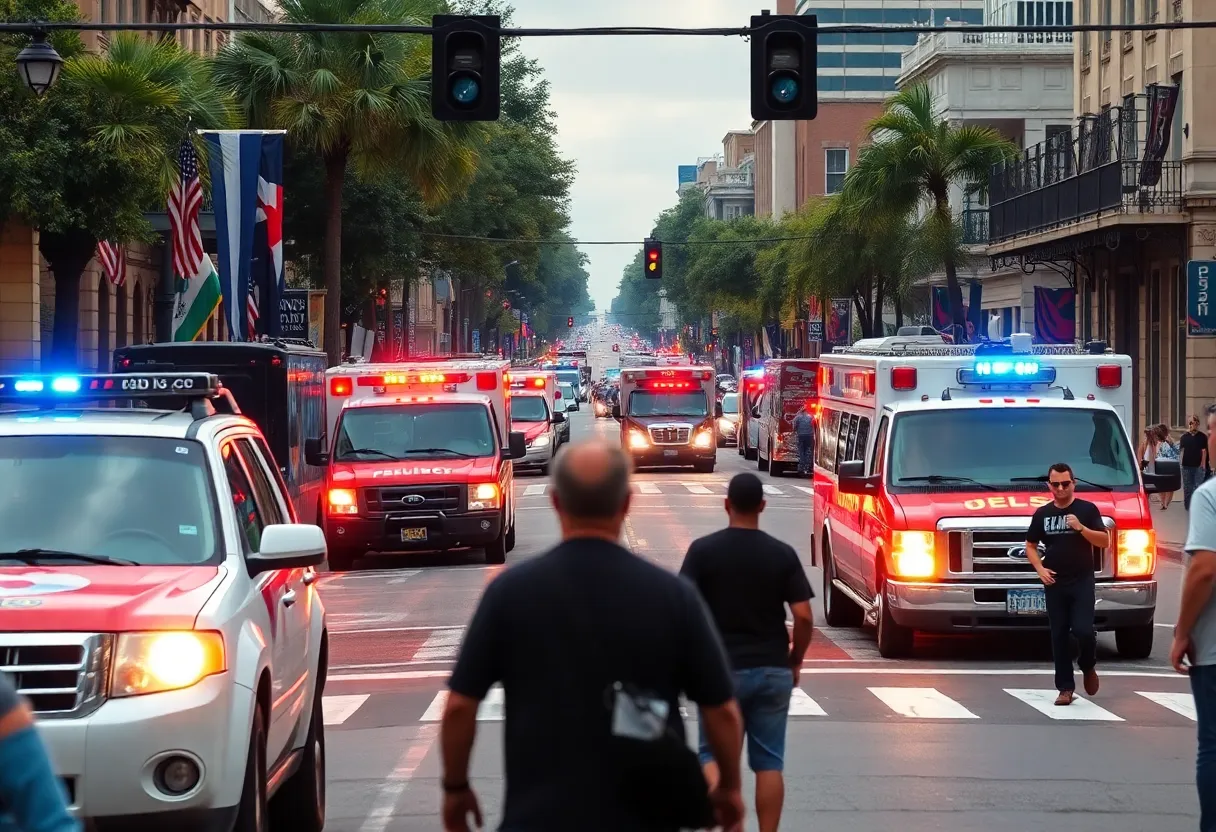 Emergency response scene at New Orleans Jazz Fest