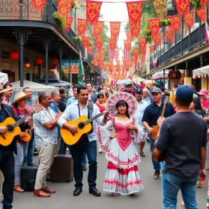 Festival celebration depicting Mexican cultural elements in New Orleans