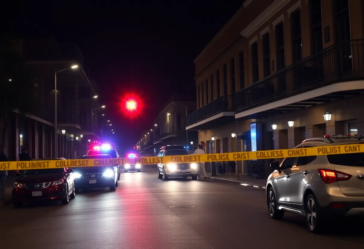 Police tape marking a shooting scene in downtown New Orleans