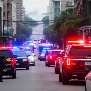 Emergency response vehicles at the scene of a shooting in New Orleans