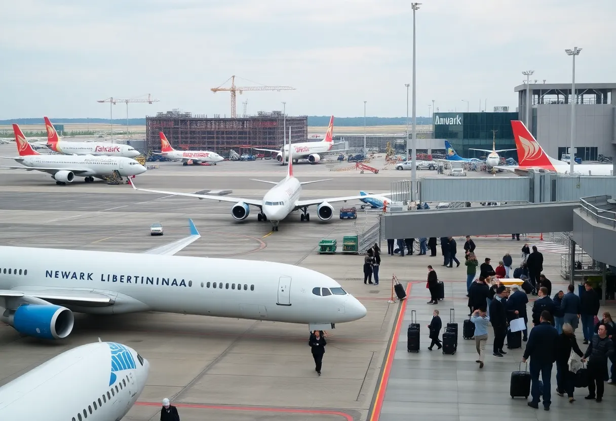 Construction and aircraft at Newark Liberty International Airport