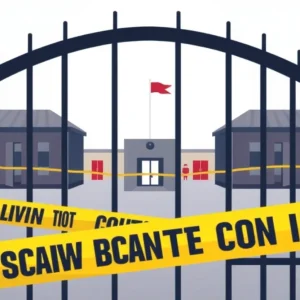 Illustration of Orleans Parish Jail with caution tape