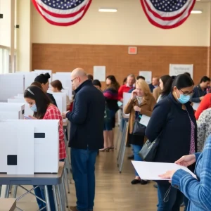 Voters at polling station in Louisiana during election day