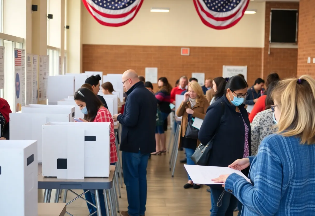Voters at polling station in Louisiana during election day