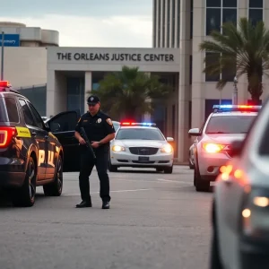 Law enforcement officers searching for fugitive inmates in New Orleans