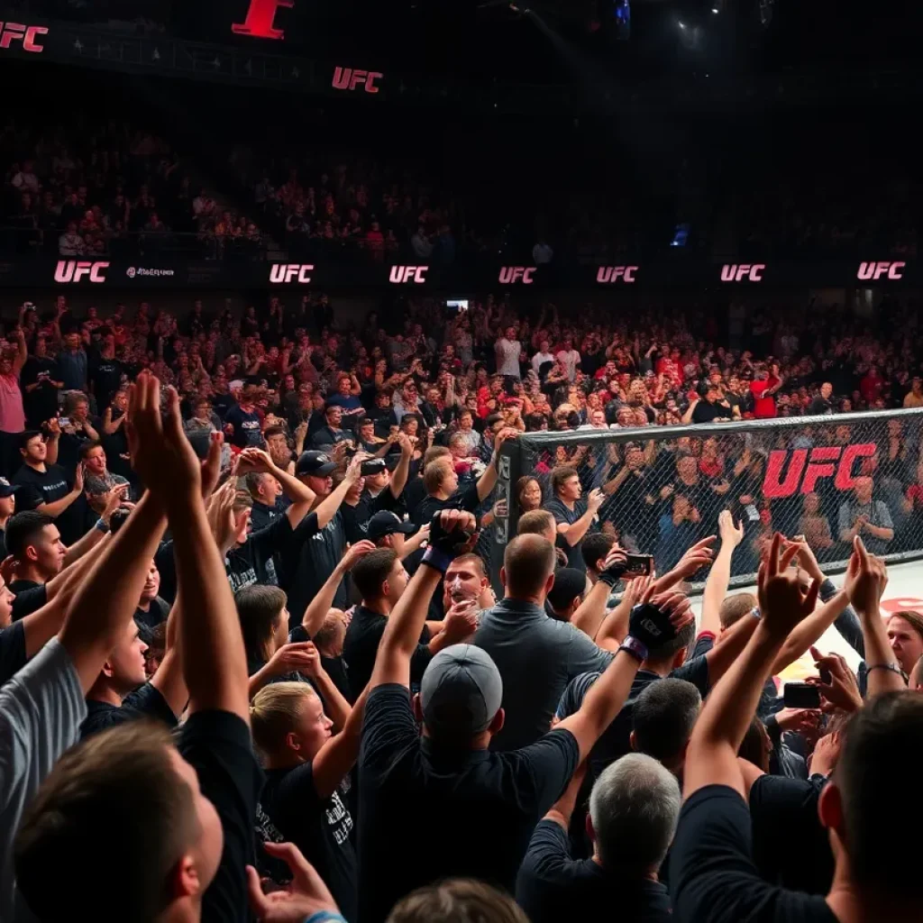 Crowd cheering at UFC 318 in New Orleans