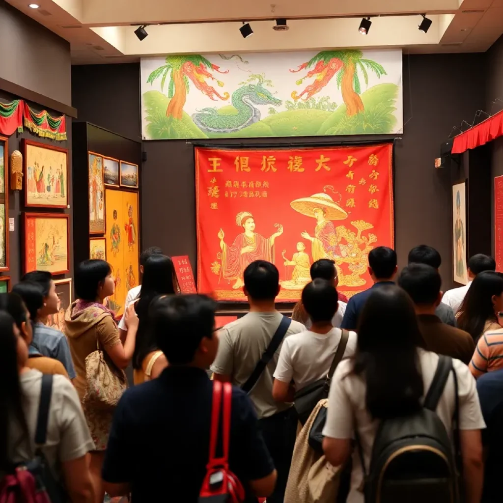 People engaging with the Vietnamese heritage exhibit in New Orleans.