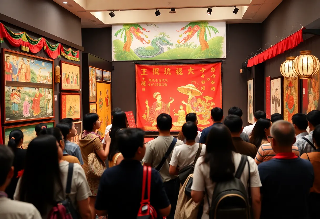 People engaging with the Vietnamese heritage exhibit in New Orleans.