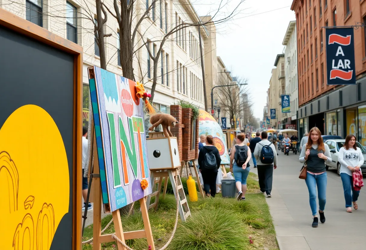 Art installations along Canal Street in New Orleans