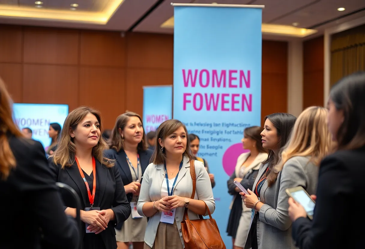 Women networking at the Women's Business Symposium