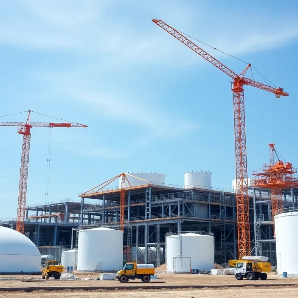 Construction of Woodside Energy's Louisiana LNG facility near the Calcasieu River.