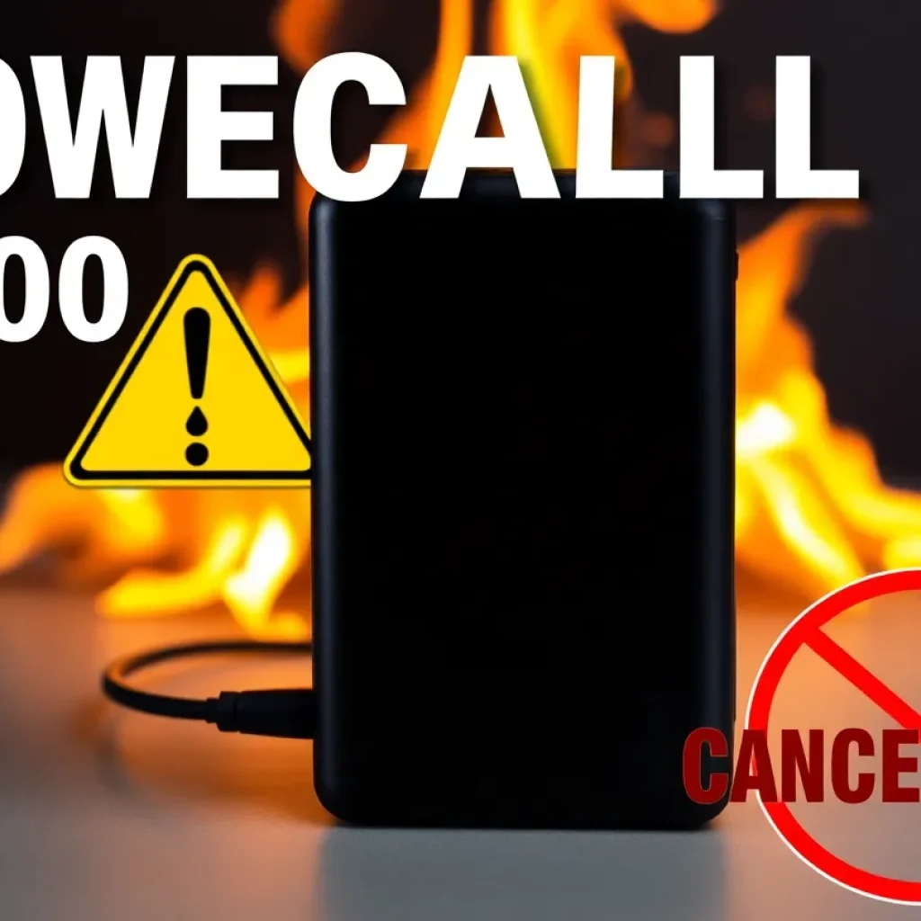 Anker PowerCore 10000 power banks with a fire hazard warning sign