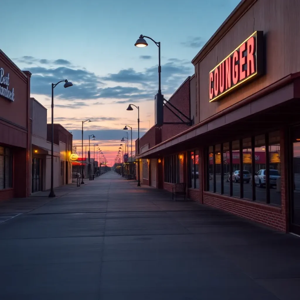Empty storefronts at the Bossier City Louisiana Boardwalk