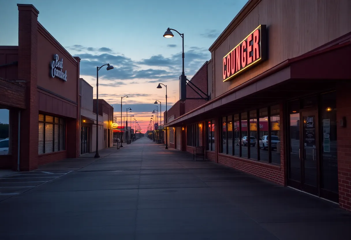 Empty storefronts at the Bossier City Louisiana Boardwalk