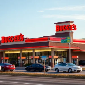 Buc-ee's convenience store in Pass Christian, Mississippi with gas pumps and customers.