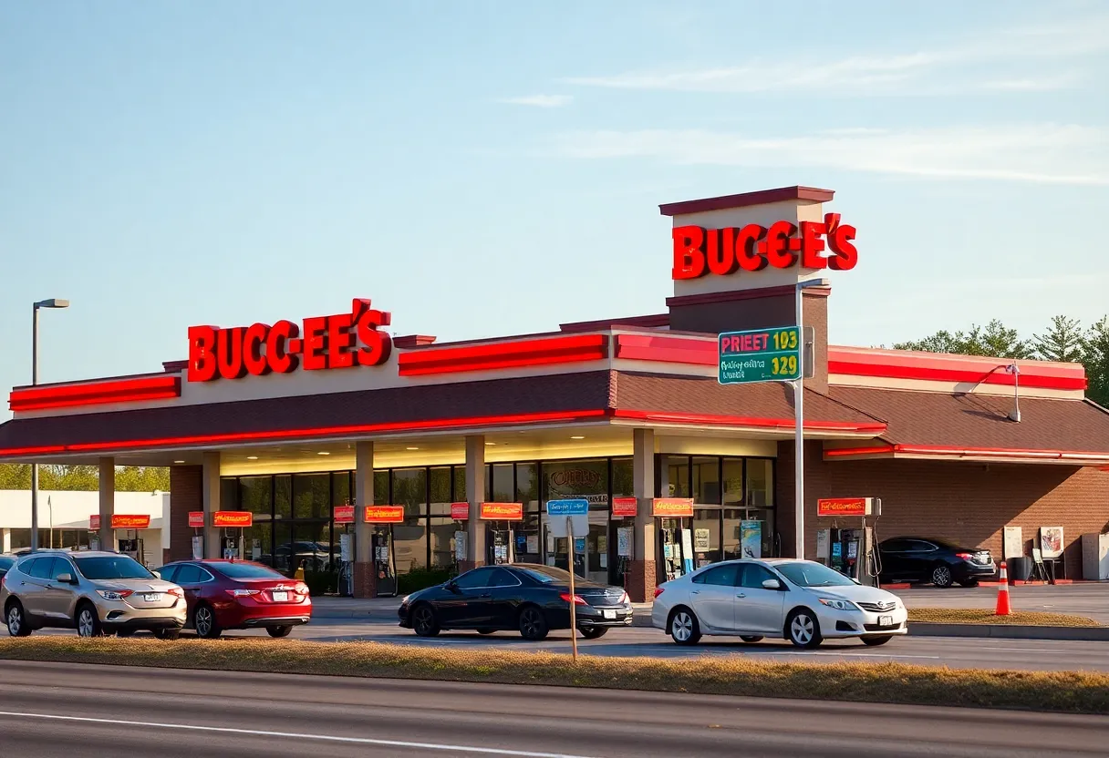 Buc-ee's convenience store in Pass Christian, Mississippi with gas pumps and customers.