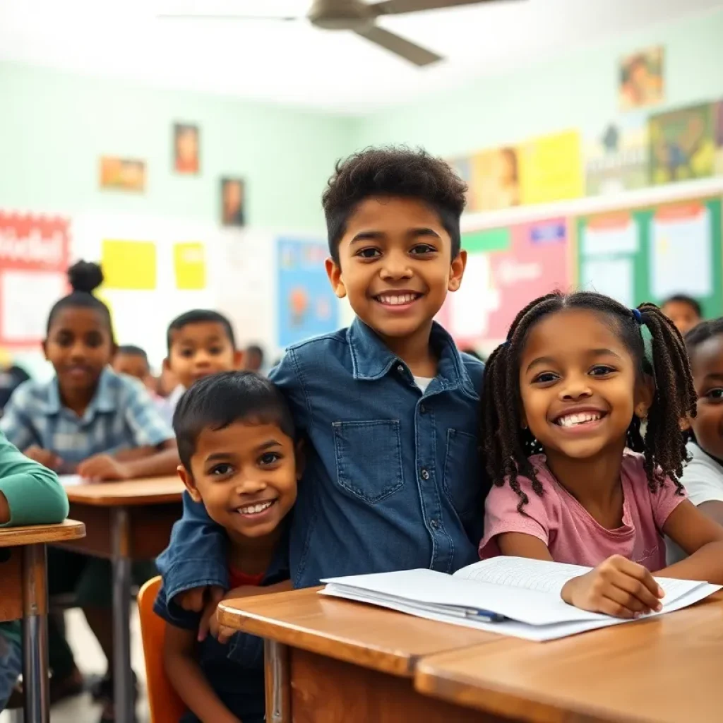 Students engaged in a bilingual classroom at a New Orleans school.