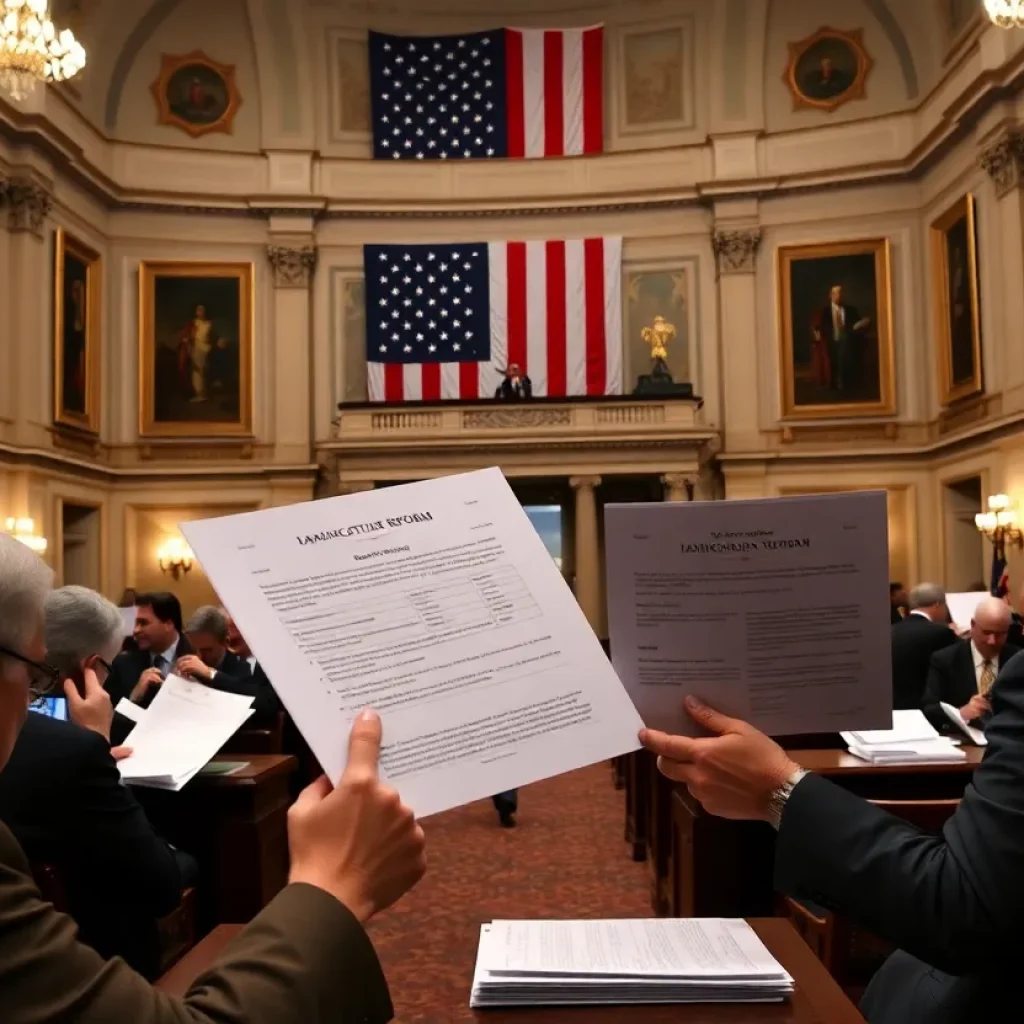 Legislators at the U.S. Capitol discussing tax and immigration reforms