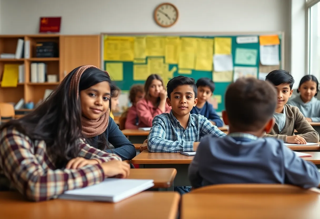 Diverse classroom illustrating the importance of religious diversity and constitutional rights in education
