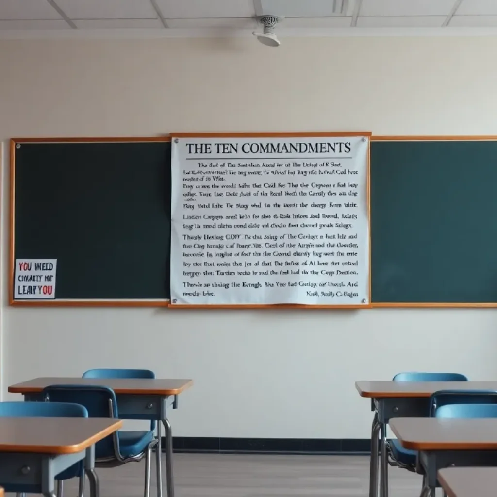 A classroom interior without religious displays, highlighting educational neutrality