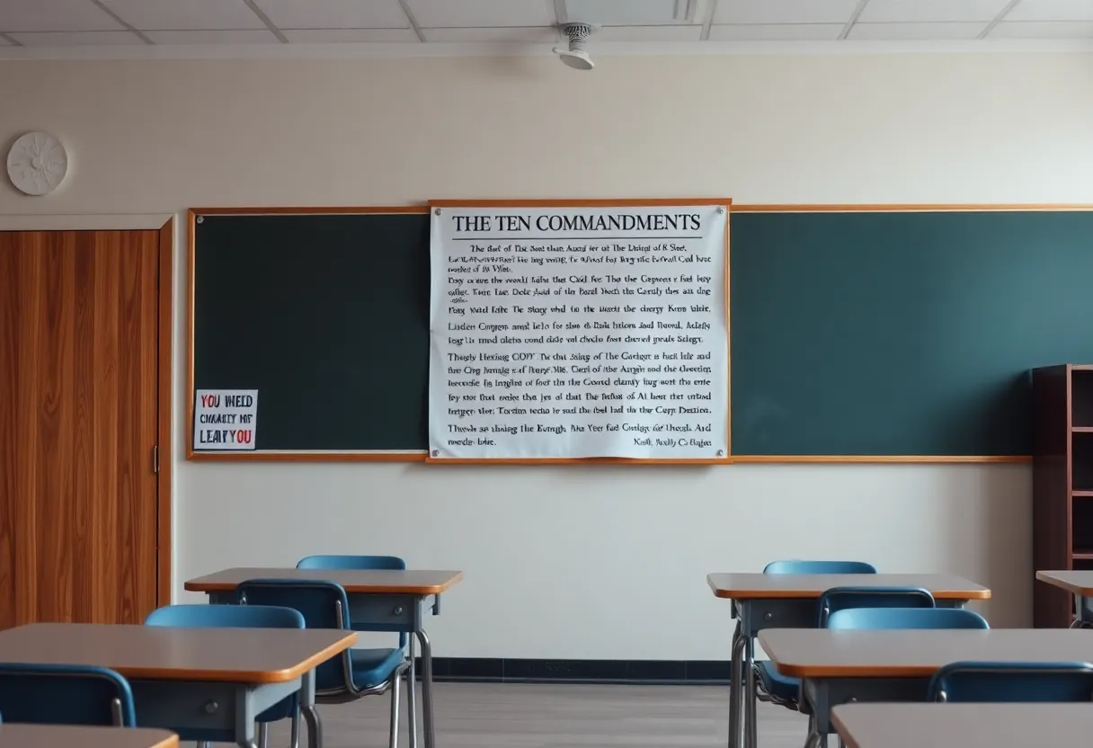A classroom interior without religious displays, highlighting educational neutrality