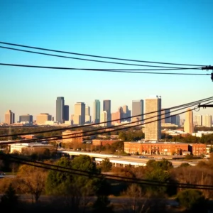 Electricity utility lines in Pineville, Louisiana