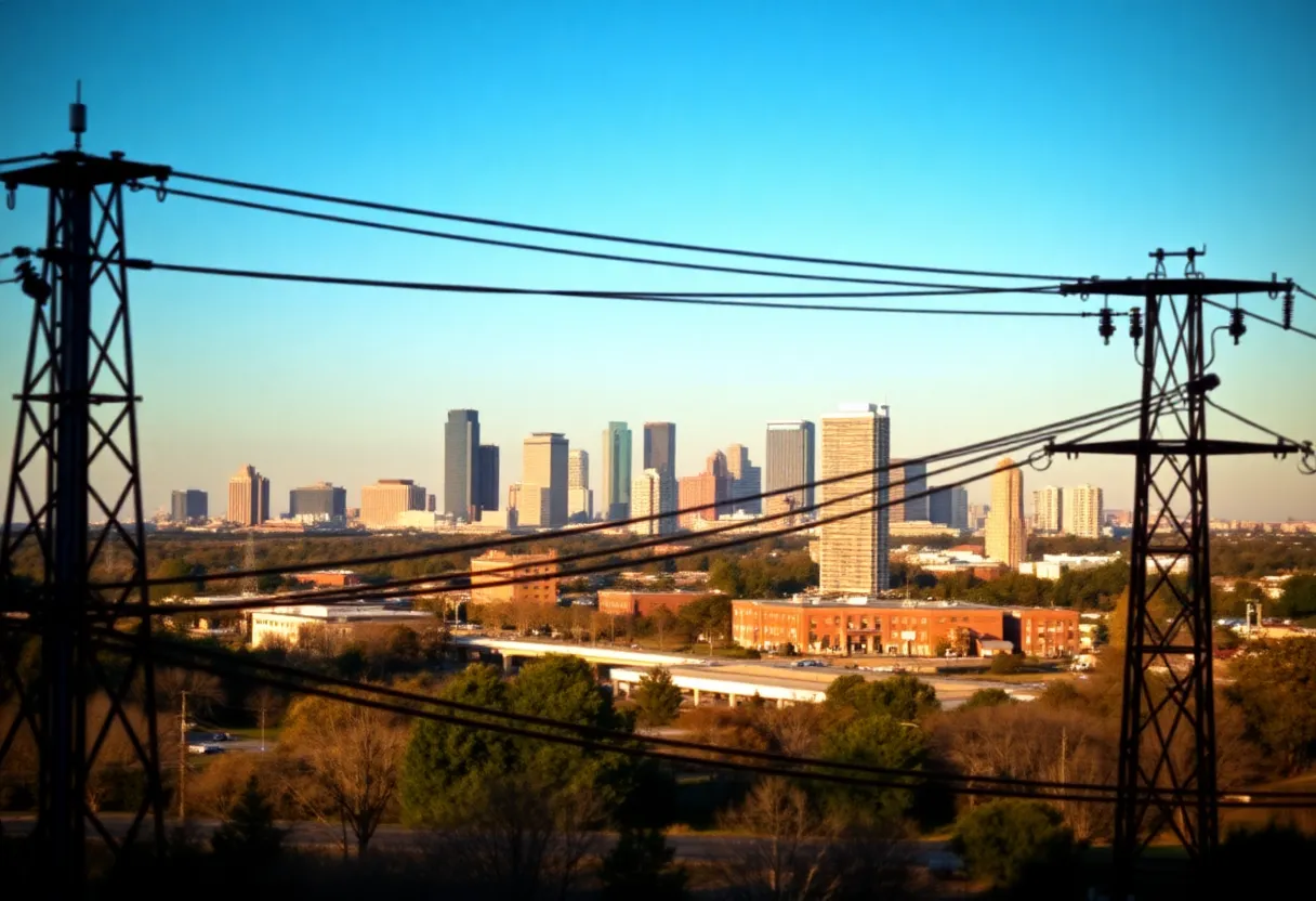 Electricity utility lines in Pineville, Louisiana
