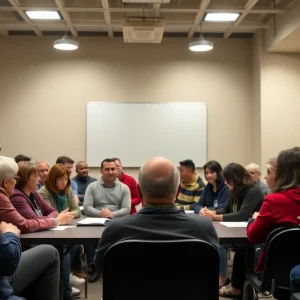 Community members discussing gun safety and legislation.