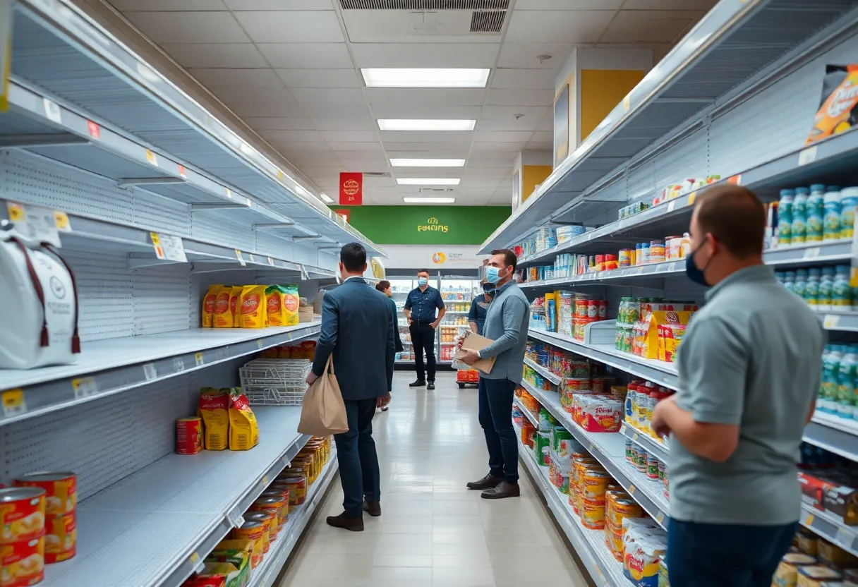 Empty grocery store aisle showing supply shortages at Whole Foods