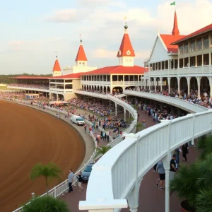 Panoramic view of Fair Grounds Race Course in New Orleans
