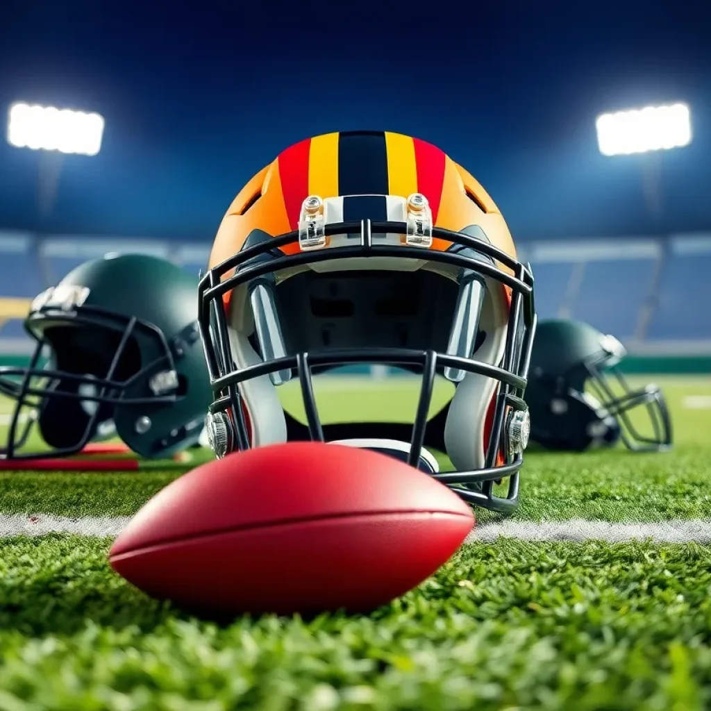 Football gear representing a player in free agency