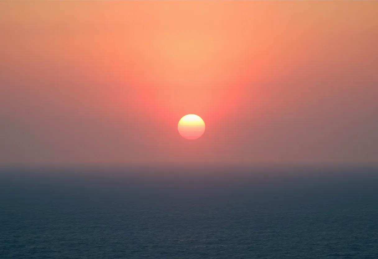 Scenic view of a hazy sunset influenced by Sahara dust