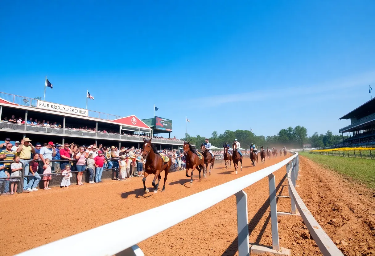 Horses racing at Fair Grounds Race Course
