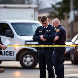 Police investigation scene related to insurance fraud in Louisiana