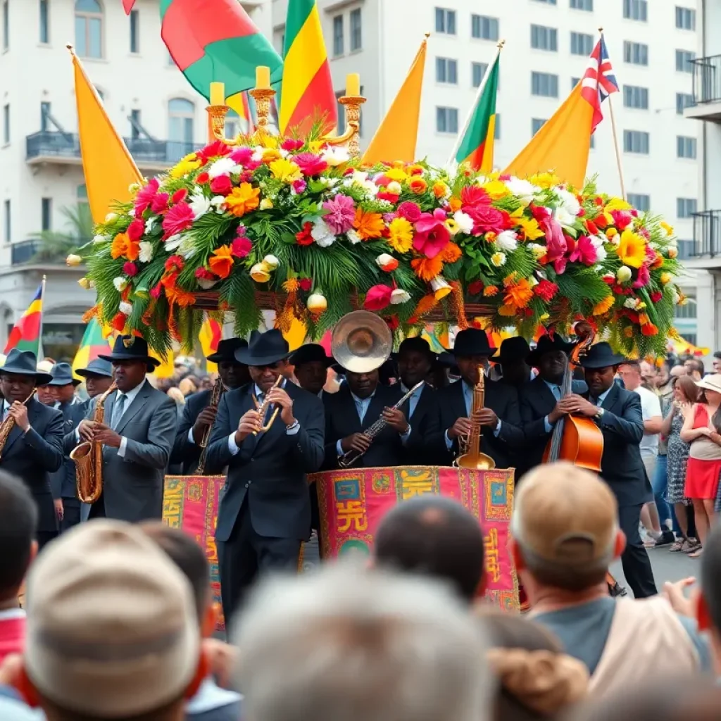 Celebration of life at a jazz funeral in New Orleans