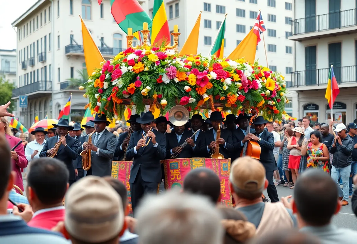 Celebration of life at a jazz funeral in New Orleans