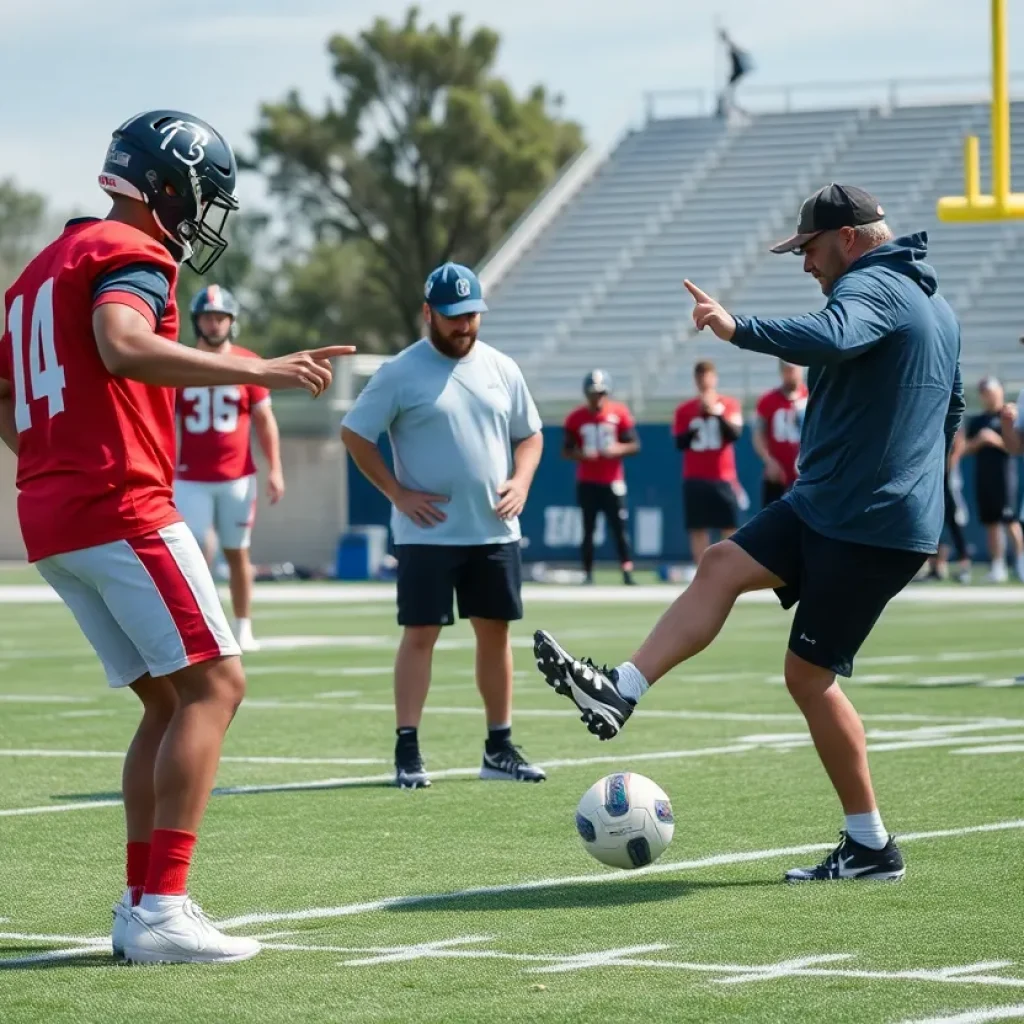 New Orleans Saints kickers competing during training camp