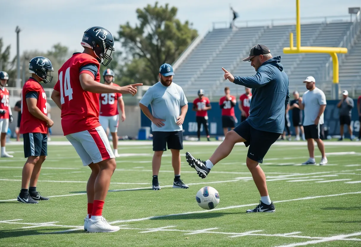 New Orleans Saints kickers competing during training camp