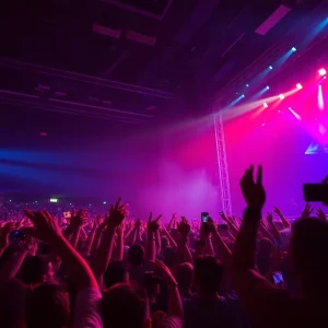 Crowd enjoying a hip-hop concert at a major venue