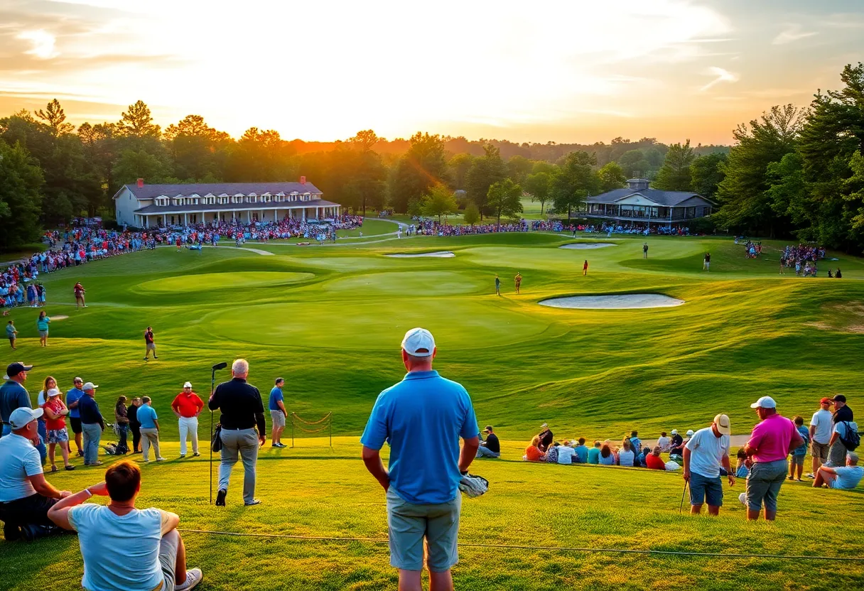 Golfers at a vibrant tournament in New Orleans