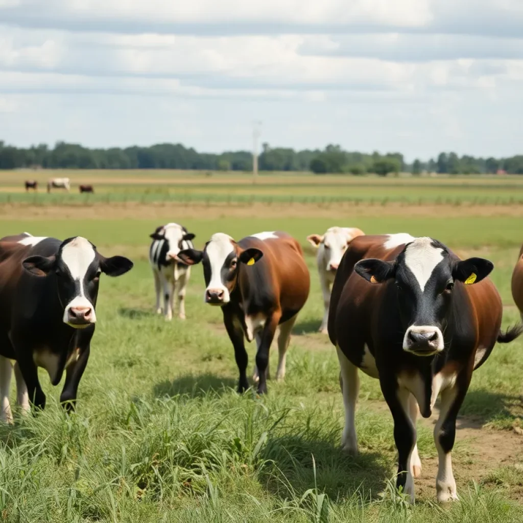 Cows grazing at a dairy farm in Louisiana
