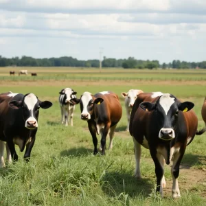 Cows grazing at a dairy farm in Louisiana