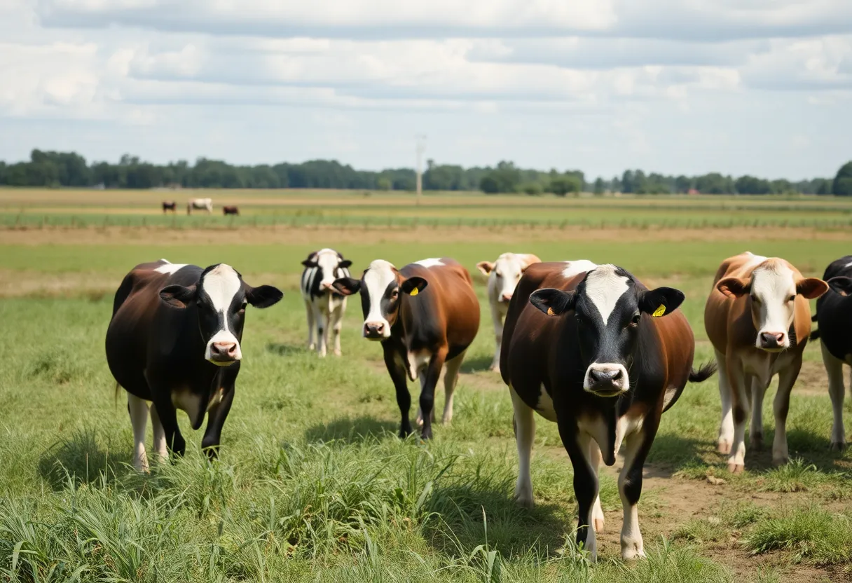 Cows grazing at a dairy farm in Louisiana