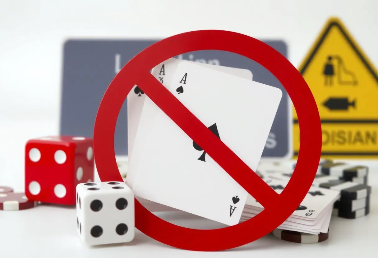 Symbolic representation of gambling regulations in Louisiana.